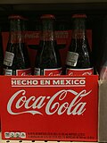Cane sugar Coca-Cola in glass bottle